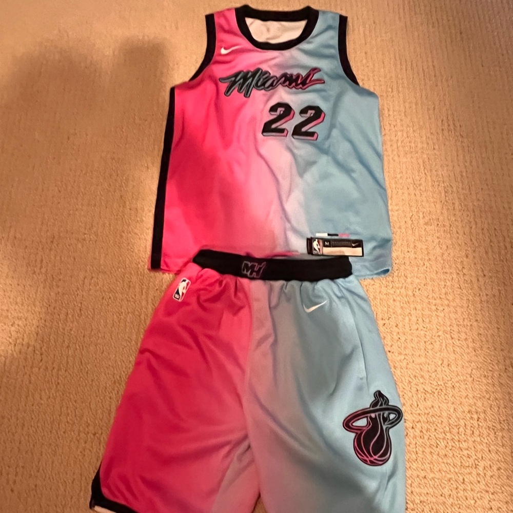Authentic Nike NBA Miami Butler Jersey and Shorts- Youth M